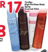 Yardley High Perfume Body Spray-90ml -Each