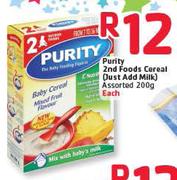 Purity 2nd Foods Cereal (Just Add Milk) Assorted- 200g