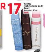 Yardley High Perfumed Body Spray Assorted- 90ml Each