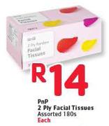 PnP 2-Ply Facial Tissues Assorted - 180's 