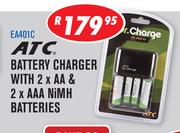 ATC Battery Charger With 2 x AA & 2 x AAA NiMH Batteries EA401C