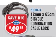 12mm x 65cm Bicycle Combination Cable Lock Z0L84614