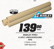 Marley Pipes E-Spec Underground Pipe-110mmx6.0m Each