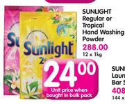 Sunlight Regular Or Tropical Hand Washing Powder 12 x 1Kg