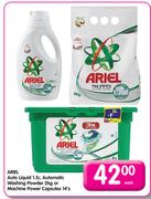Ariel Auto Liquid 1.5l, Automatic Washing Powder 2Kg Or Machine Power Capsules 14's