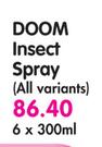 Doom Insect Spray(All Variants)-6x300ml