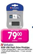 Verbatim 8GB USB Flash Drive Pinstripe
