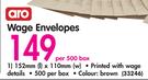Aro Wage Envelopes-Per 500 Box