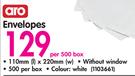 Aro Envelope Without Window-Per 500 Box