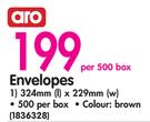 Aro Envelopes Brown-Per 500 Box