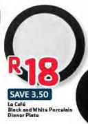 Le Cafe Black And White Porcalain Dinner Plate
