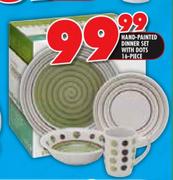 Hand-Painted Dinner Set With Dots-16 Piece