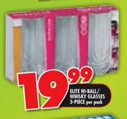 Elite Hi-Ball/Whisky Glasses-3 Piece Per Pack