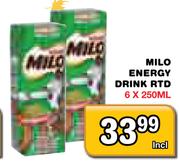 Milo Energy Drink RTD-6 x 250ml