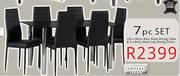 7 Pc Glass Dining Table Chair Set