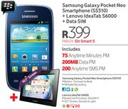 Samsung Galaxy Pocket Neo Smartphone S5310+Lenovo IdeaTab S6000+DataSIM-On Smart S