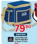 Cooler Bag With Side Pocket Blue Or Green-22Ltr