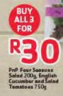 PnP Four Seasons Salad 200g, Emglish Cucumber And Salad Tomatoes 750g