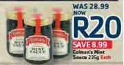 Colman's Mint Sauce-235g Each