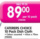 Caterers Choice 10 Pack Dish Cloth 45x70cm In Assorted Colours