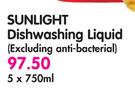 Sunlight Dishwashing Liquid(Excluding Anti-Bacterial)-5x750ml
