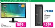 Packard Bell 19.5" LED Monitor VISO203DXB + Packard Bell CEL 4GB/1TB Desktop IMDS2870