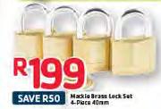 Mackie Brass Lock Set 4 Piece-40mm