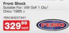 Femo Shock Absorbers Front Shock Suitable For:VW Golf 1 Citi/Chico 1985-Each