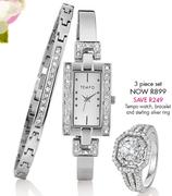 3 Piece Set Tempo Watch,Bracelat And Sterling Silver Ring