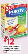 Purity Just Add Milk 2nd And 3rd Foods Cereal Assorted-200G