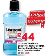 Listerine Total Care Sensitive, Tartar Control, Teeth+ Gum Defence Or Total Care Clean Mint-500Ml