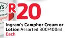 Ingram's Camphor Cream Or Lotion Assorted 300/400ml Each
