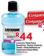 Listerine Total Care Sensitive,Tartar Control,Teeth + Gum Defence Or Total Care Clean Mint-500ml Eac