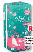 Stayfree Maxi-Thick Pads Assorted-8's/10's Each