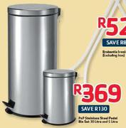 PnP Stainless Steel Pedal Bin Set 30L And 5L