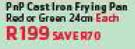 Pnp Cast Iron Frying Pan Red Or Green 24cm - Each