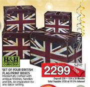 H&H Collection Set Of Four British Flag Print Boxes