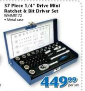 37 Piece 1/4" Drive Mini Ratchet & Bit Driver Set WMMR172