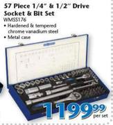 57 Piece 1/4" & 1/2" Drive Socket & Bit Set WMSS176