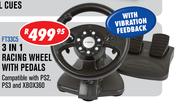 3 In 1 Racing Wheel With Pedals 