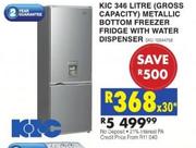 KIC 346 Litre(Gross Cpacity) Metallic Bottom Freezer Fridge With Water Dispenser