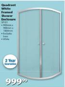 Splashworks Quadrant White Framed Shower Enclosure-Each