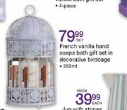 French Vanila Hand Soaps Bath Gift Set In Decorative Birdcage-250ml