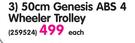 Travel 50cm Genesis ABS 4 Wheeler Trolley-Each