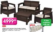 Keter 4 Piece Corfu Set Plus 4 Free Scatter Cushions-Per 4 Piece Set Each