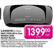 Linksys By Cisco WAG 320N All-In-One Wireless ADSL Modem Router
