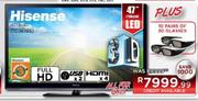 Hisense 47" (119cm) LED TV + 10 Pairs of 3D Glasses