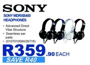 Sony MDRXB400 Headphones-Each