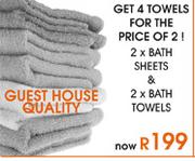 Guest House Quality 2xBath Sheets & 2xBath Towels