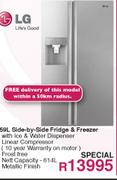 LG Side-By-Side Fridge & Freezer-614ltr